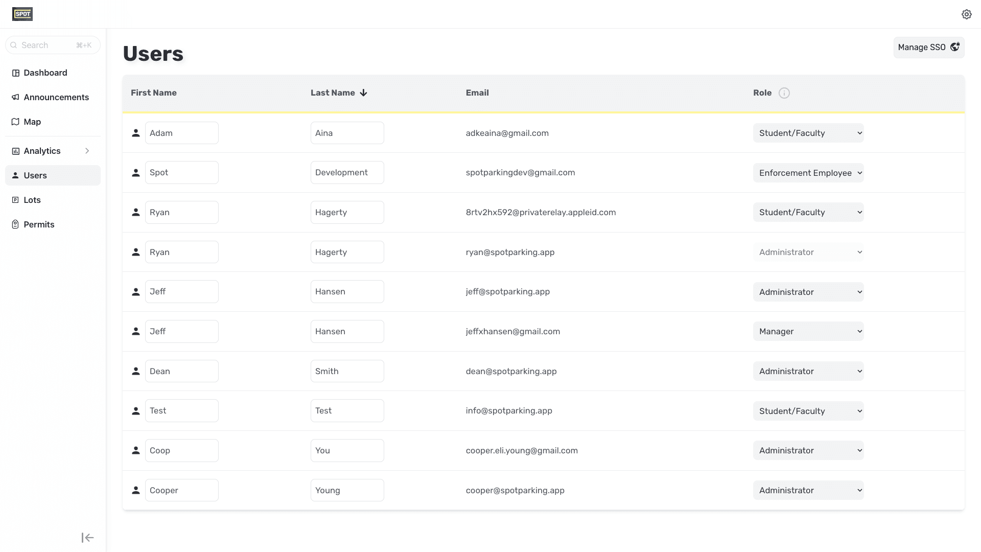 Admin Portal Users Settings